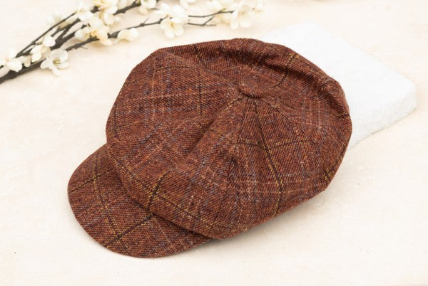 Plaid Newsboy Caps | Black, Gray, Rust, Tan Cozy winter hat with Brim | Modern Cute Women Cap Hat Autumn Aili's Corner