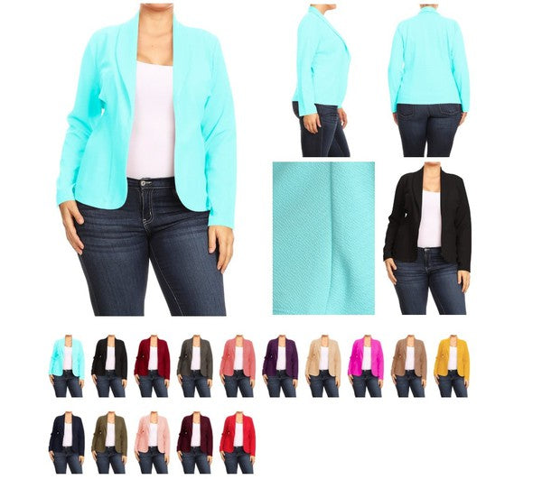 Open front Long sleeves Waist length blazer jacket Moa Collection