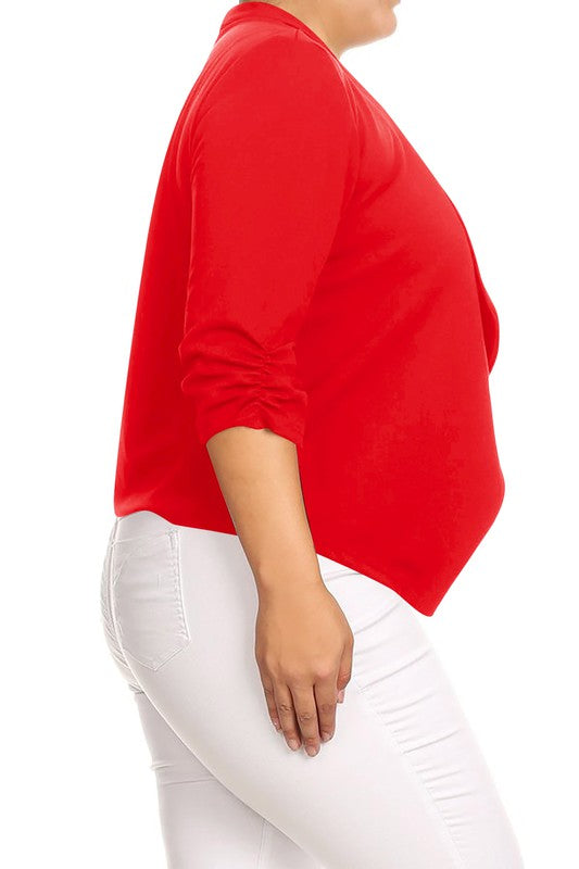 Plus size Solid waist length jacket in a loose fit Moa Collection