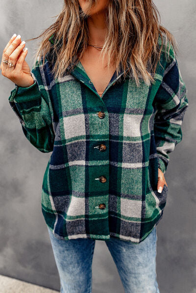 Button Up Plaid Hooded Jacket | Casual Polyester Modern Jacket With long Sleeves