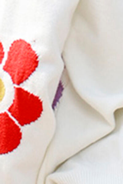 Flower Pattern Open Front Long Sleeve Cardigan | Cardigan With Cuffed Sleeves