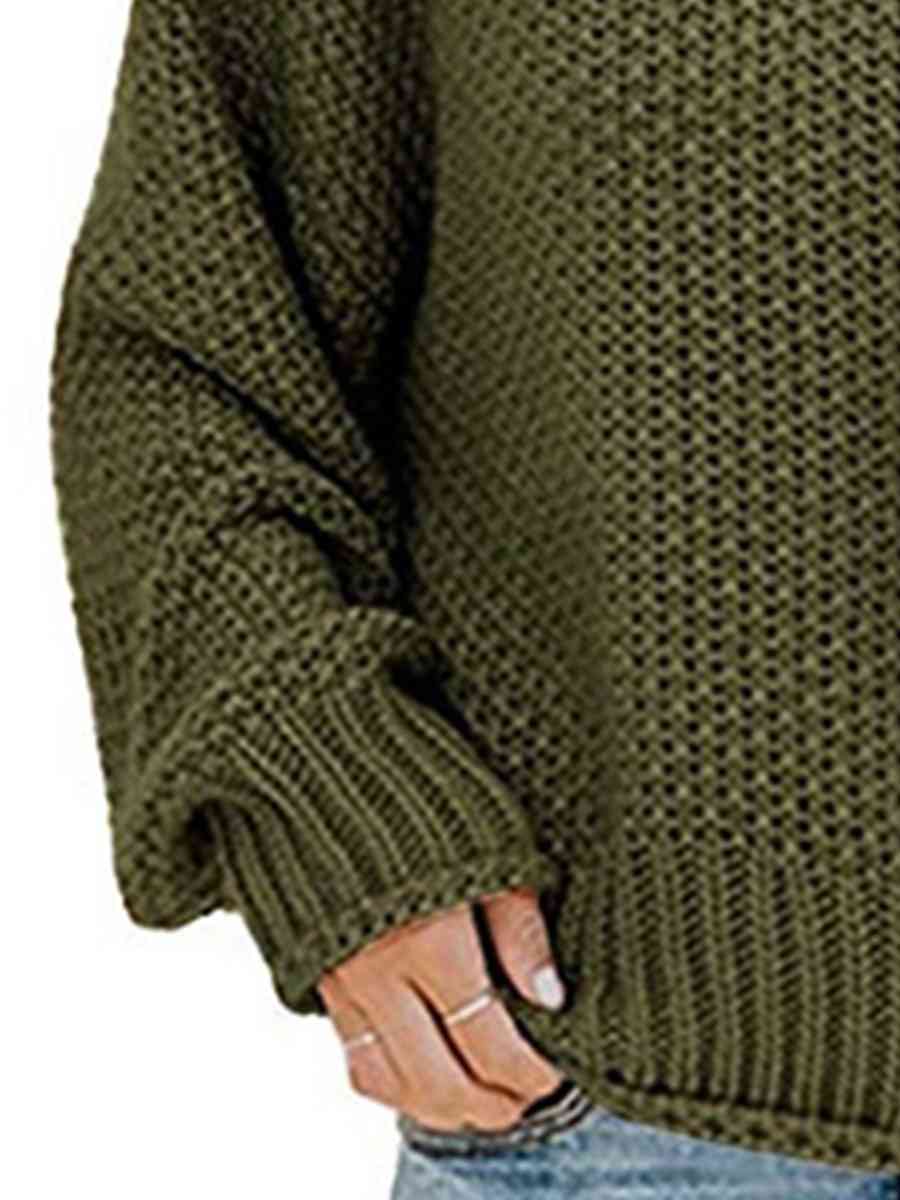 Turtleneck Dropped Shoulder Sweater | Casual Relaxed Fit Stretch Sweater