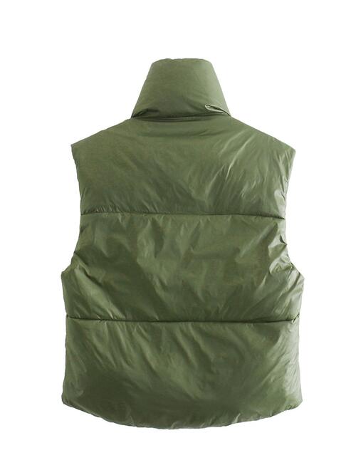 Zip Up Drawstring Reversible Vest | Polyester Solid Vest With Stand Up Collar