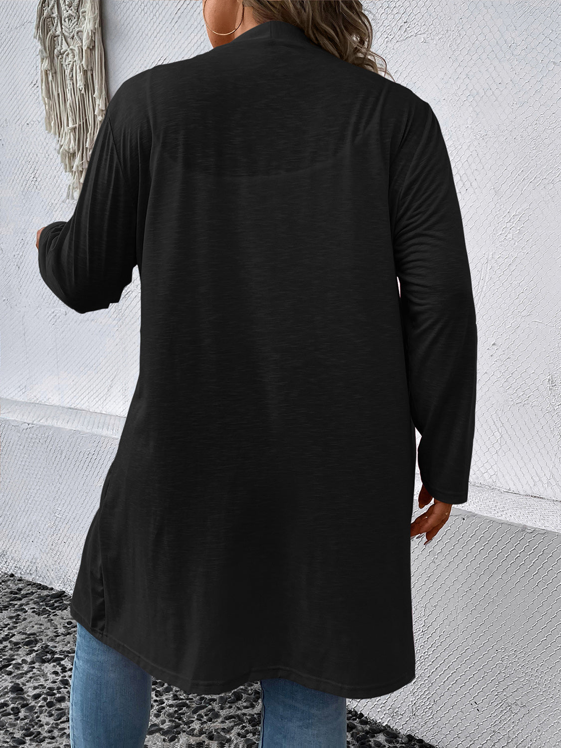 Plus Size Button Down Longline CardiganPlus Size Button Down Longline Cardigan | Polyester Cardigan With Long Sleeves