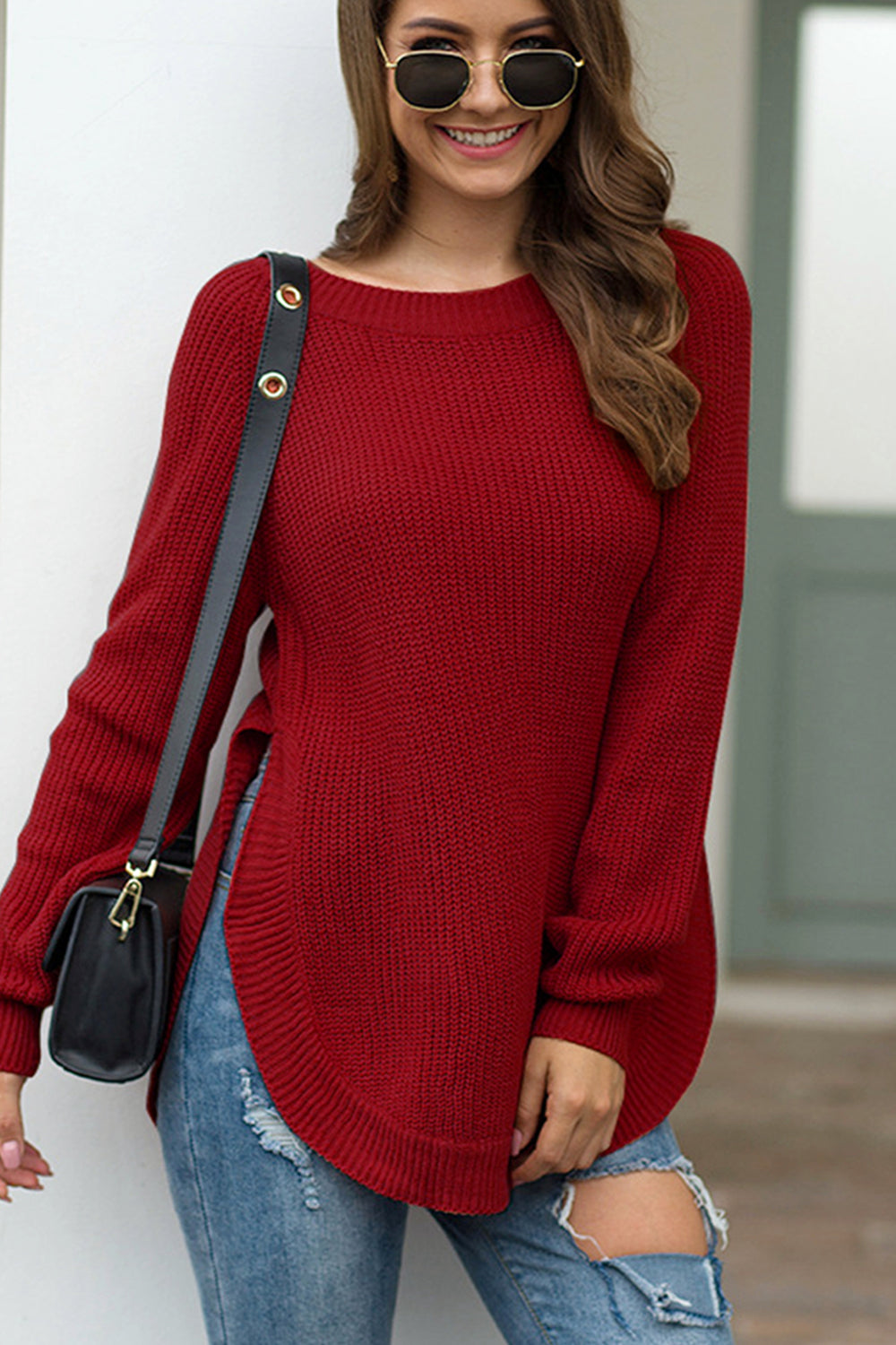 Round Neck Ribbed Knit Top