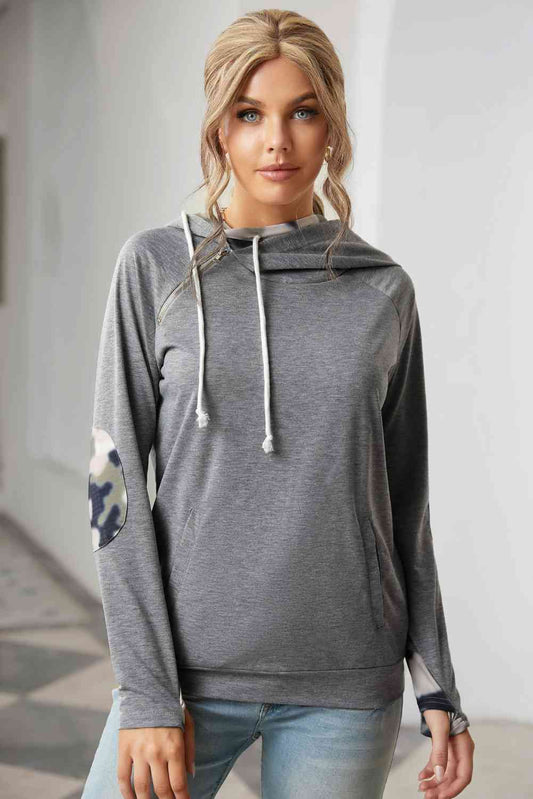 Side Zip Sweatshirt with Front Pocket | Casual Polyester Woman's Sweatshirt