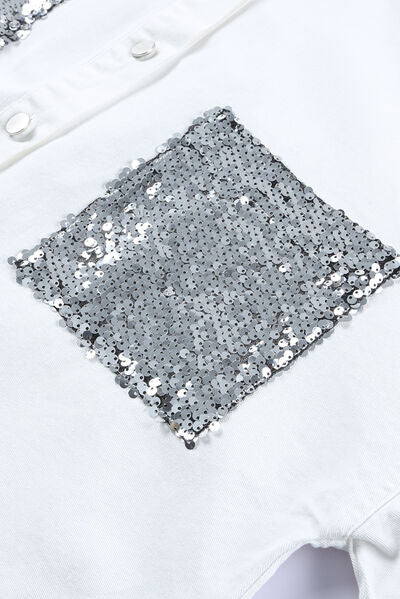 Sequin Raw Hem Dropped Shoulder Shirt