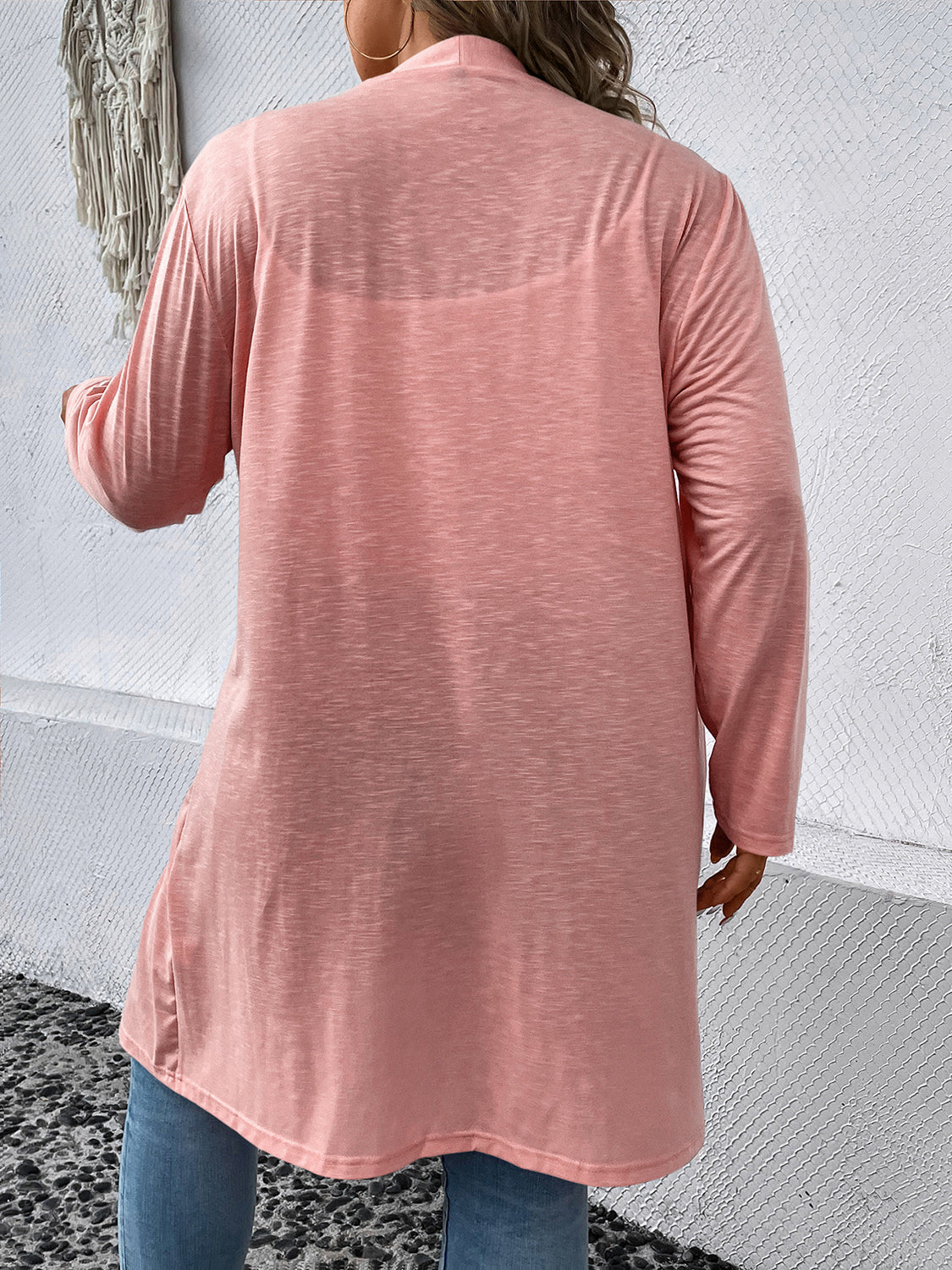 Plus Size Button Down Longline CardiganPlus Size Button Down Longline Cardigan | Polyester Cardigan With Long Sleeves