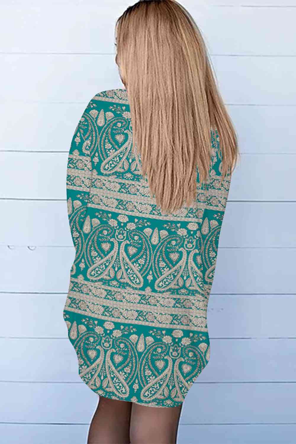 Printed Long Sleeve Cardigan | Casual Polyester Cardigan With Open Front