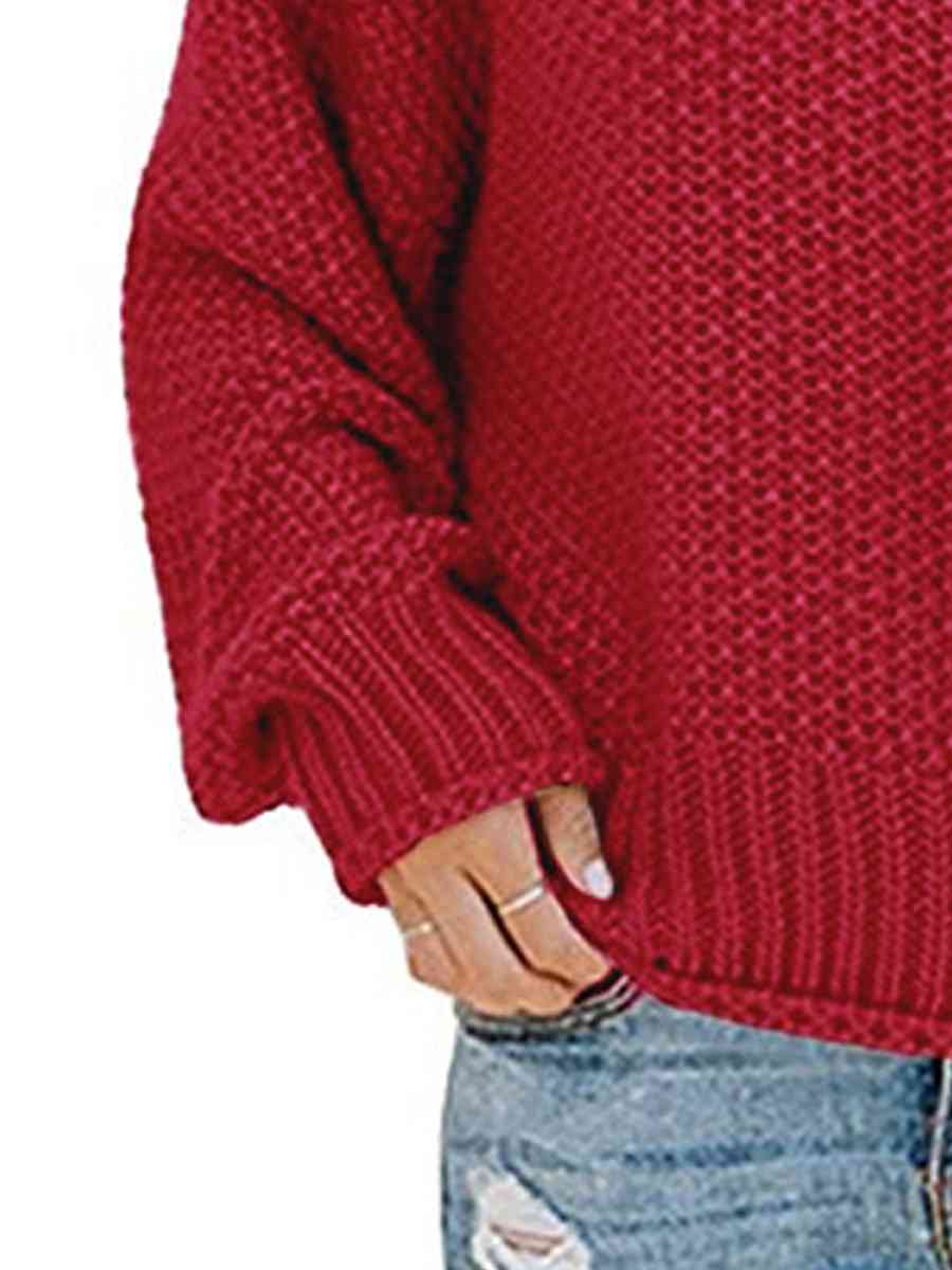 Turtleneck Dropped Shoulder Sweater | Casual Relaxed Fit Stretch Sweater