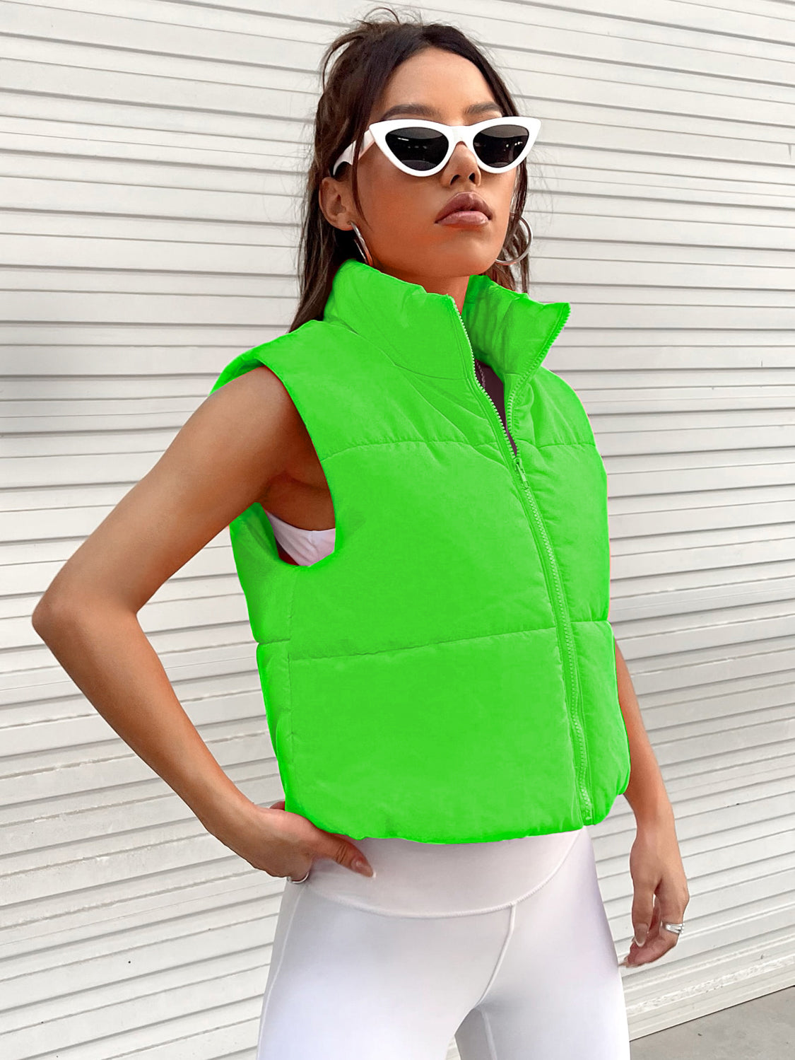 Zip-Up Puffer Vest | Sleeveless Casual Raincoat Vibrant Vest | Zip Up Vest