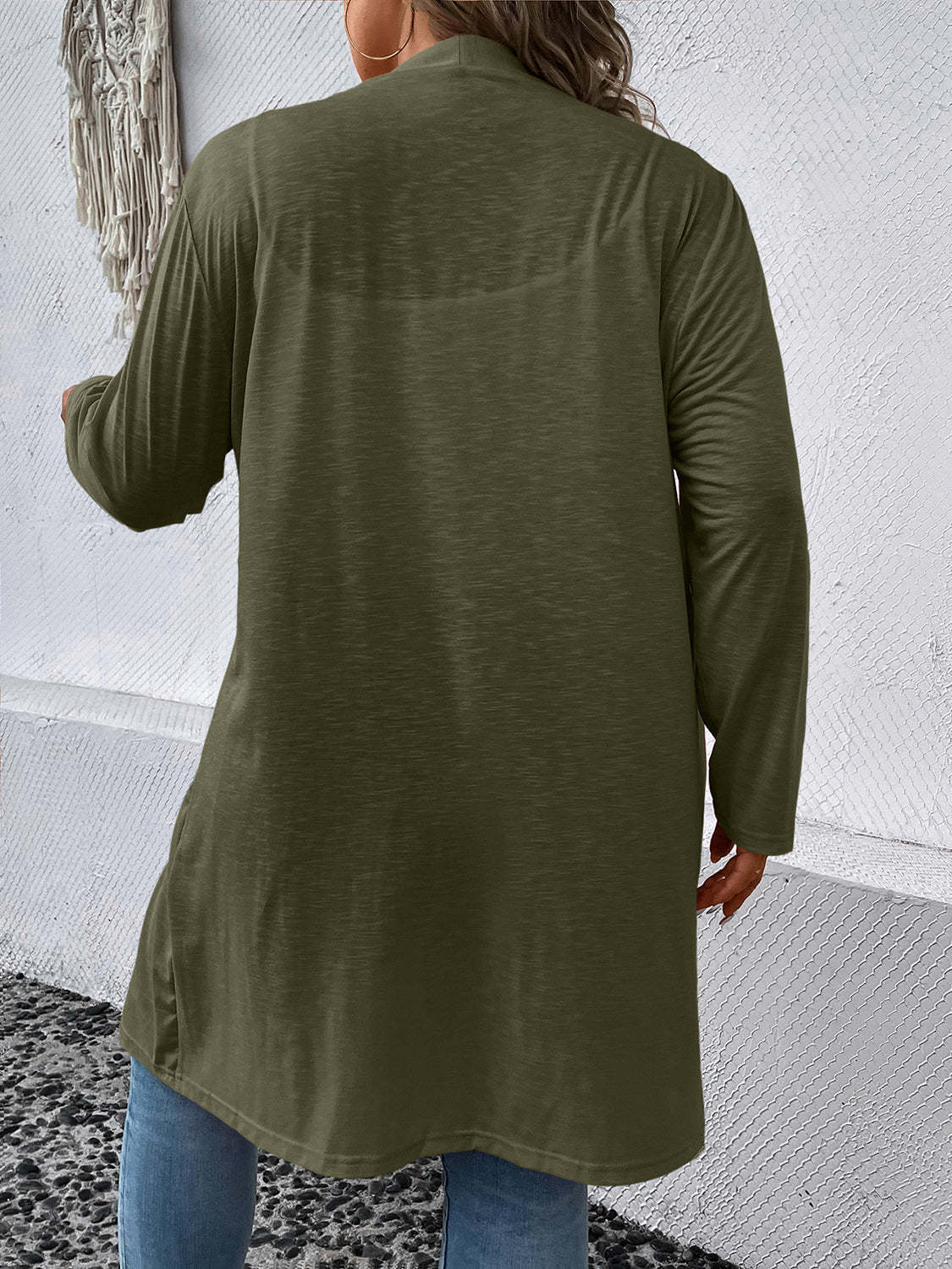Plus Size Button Down Longline CardiganPlus Size Button Down Longline Cardigan | Polyester Cardigan With Long Sleeves