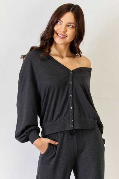 RISEN Ultra Soft  Button Up Long Sleeve Lounge Cardigan | Polyester Cardigan