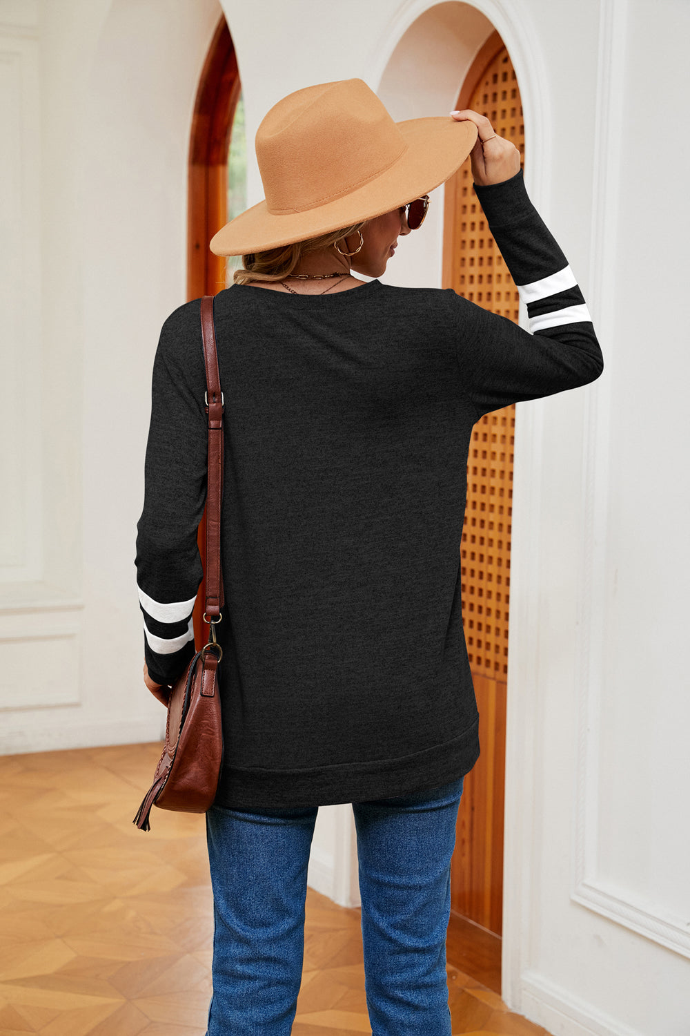 V-Neck Long Sleeve T-Shirt | Casual Woman's T-Shirt With Long Cuffed Sleeves