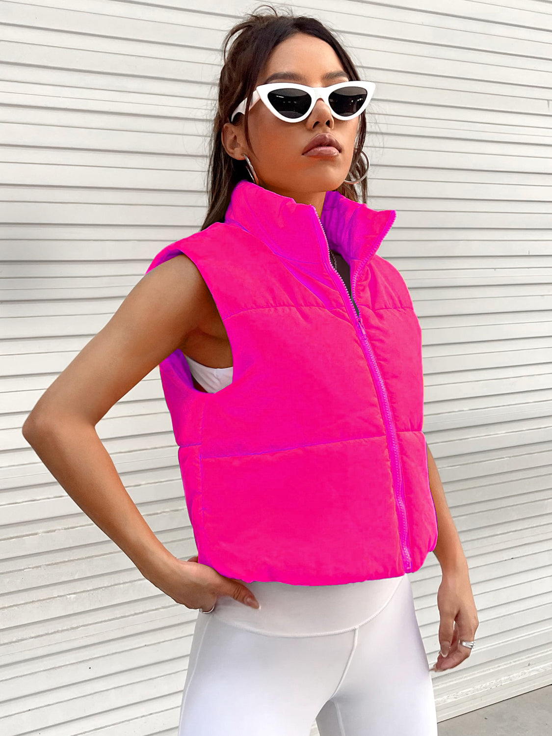 Zip-Up Puffer Vest | Sleeveless Casual Raincoat Vibrant Vest | Zip Up Vest