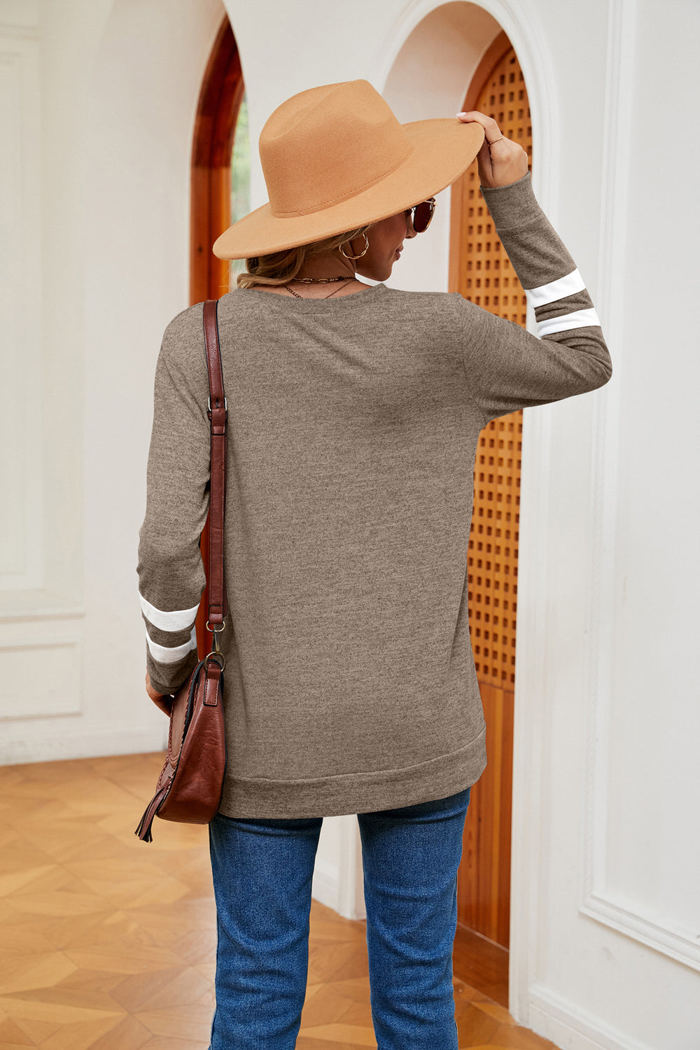 V-Neck Long Sleeve T-Shirt | Casual Woman's T-Shirt With Long Cuffed Sleeves