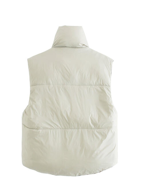 Zip Up Drawstring Reversible Vest | Polyester Solid Vest With Stand Up Collar