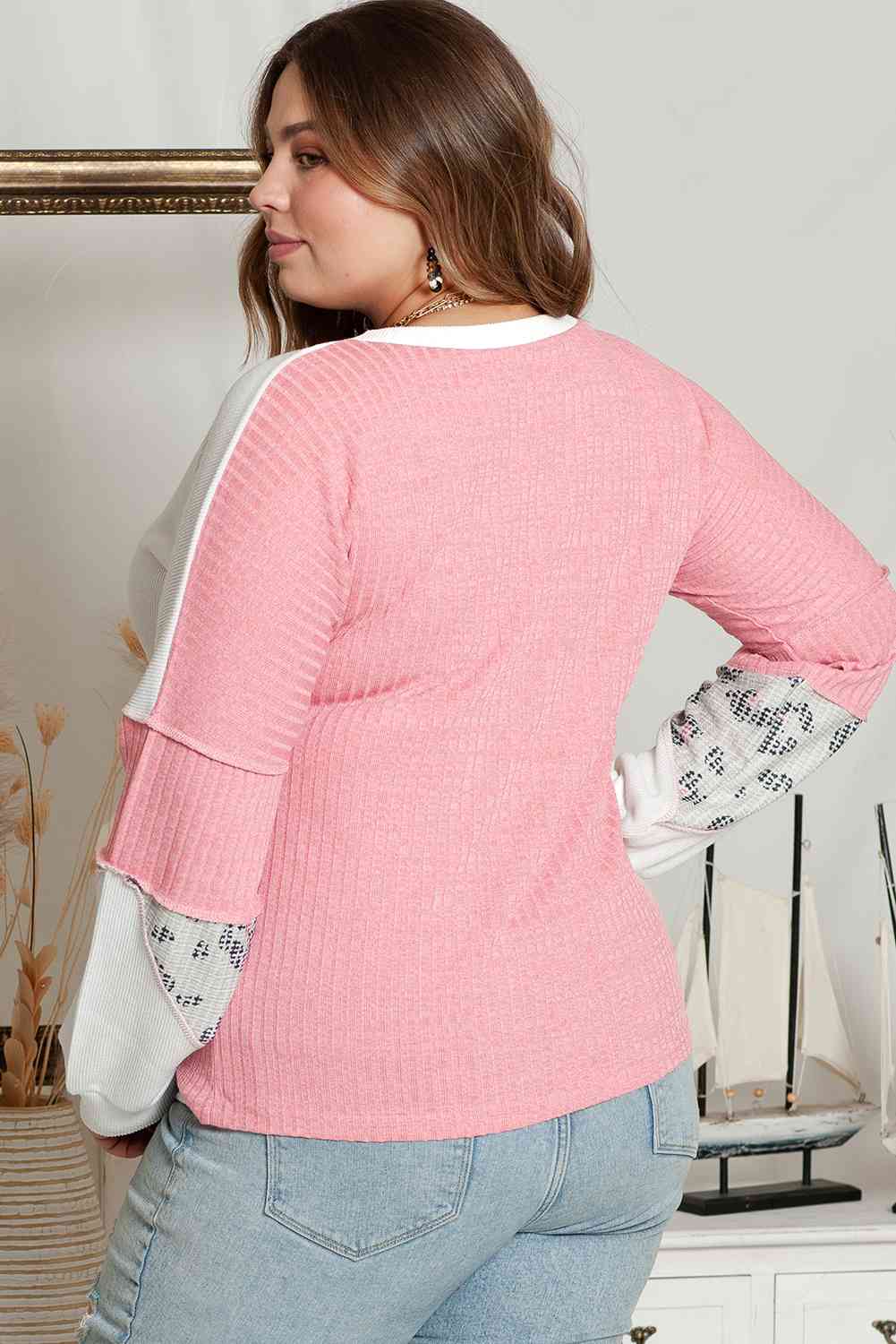 Plus Size Out Seamed Splicing Sweatshirt | Casual Cuffed Polyester Sweatshirt