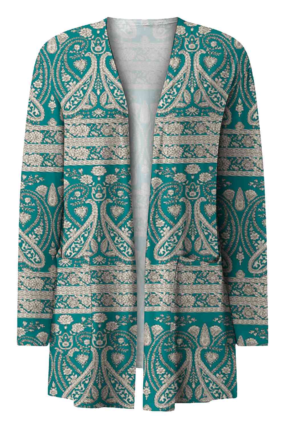 Printed Long Sleeve Cardigan | Casual Polyester Cardigan With Open Front