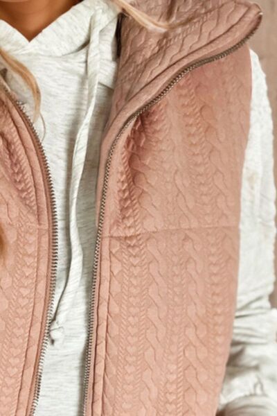 Zip Up Pocketed Vest Coat | Woman's  Casual Cropped Pocketed Polyester Vest