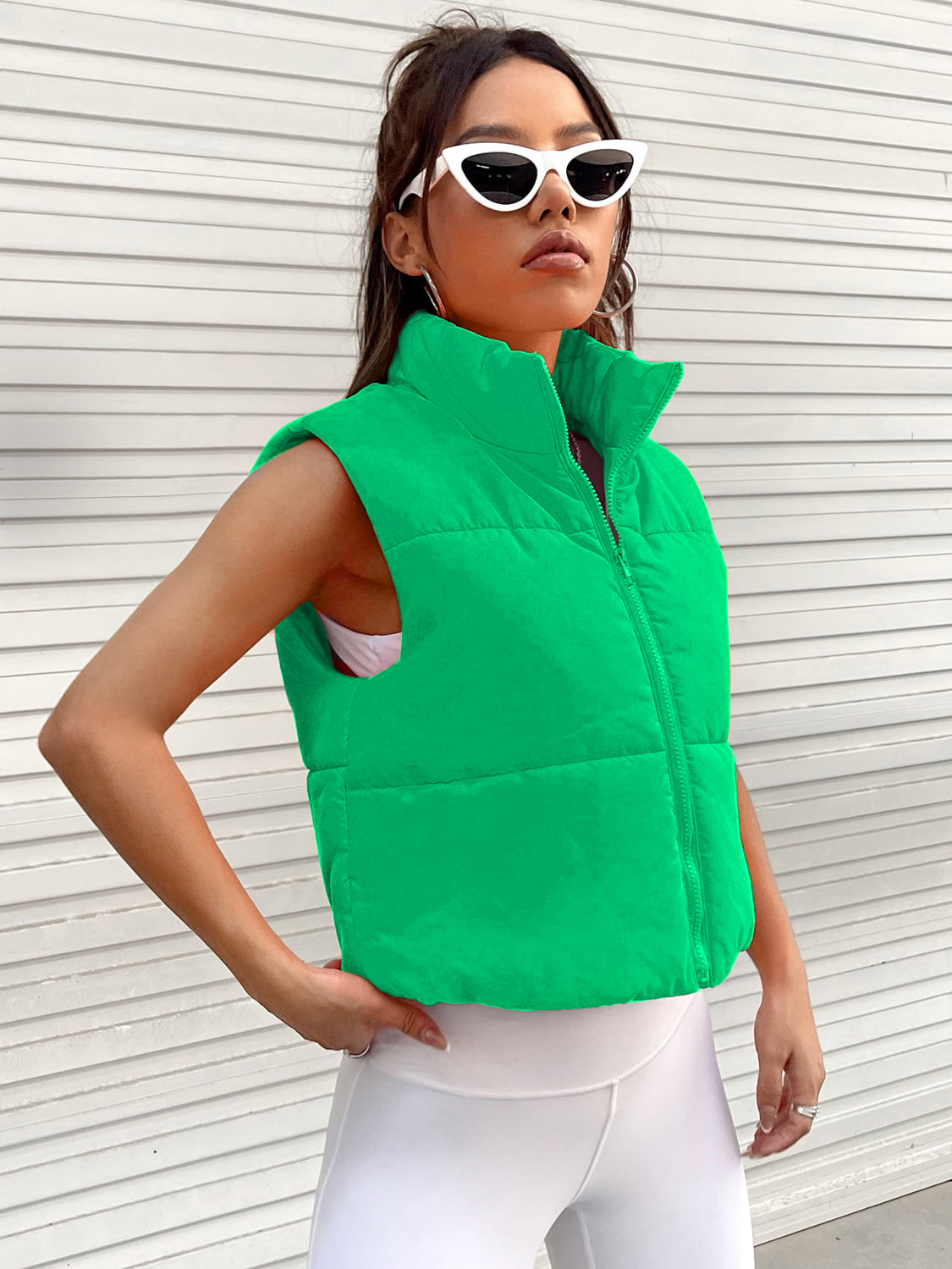 Zip-Up Puffer Vest | Sleeveless Casual Raincoat Vibrant Vest | Zip Up Vest