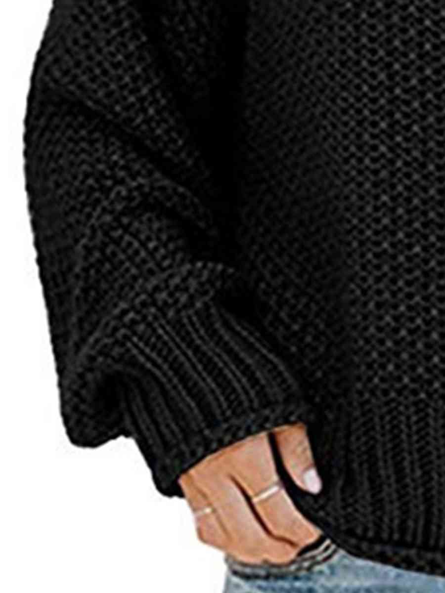 Turtleneck Dropped Shoulder Sweater | Casual Relaxed Fit Stretch Sweater