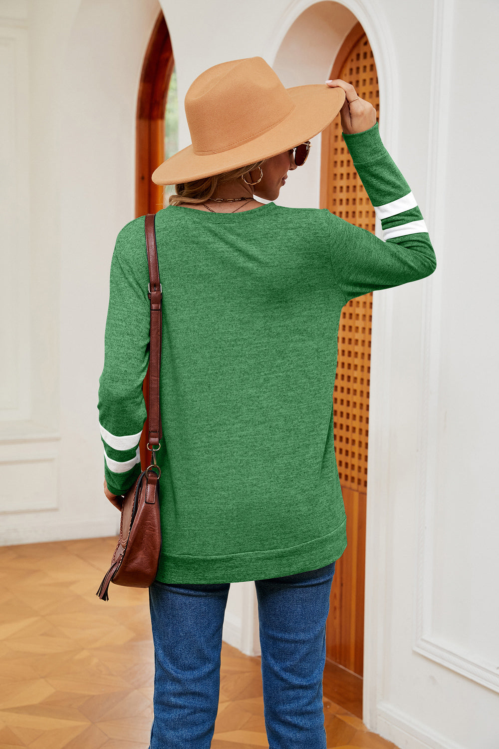 V-Neck Long Sleeve T-Shirt | Casual Woman's T-Shirt With Long Cuffed Sleeves