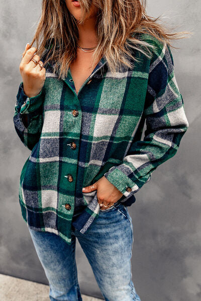 Button Up Plaid Hooded Jacket | Casual Polyester Modern Jacket With long Sleeves