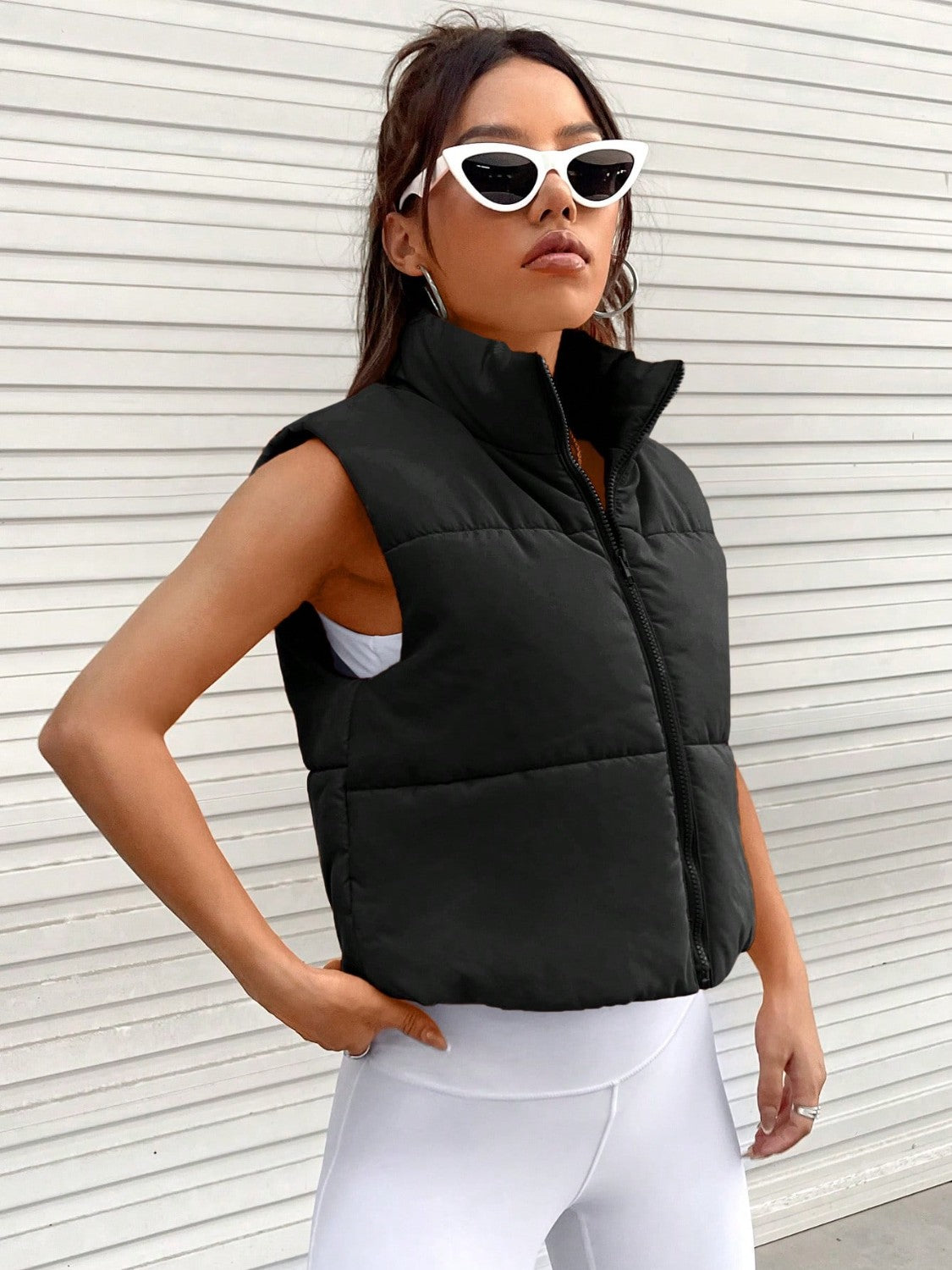 Zip-Up Puffer Vest | Sleeveless Casual Raincoat Vibrant Vest | Zip Up Vest