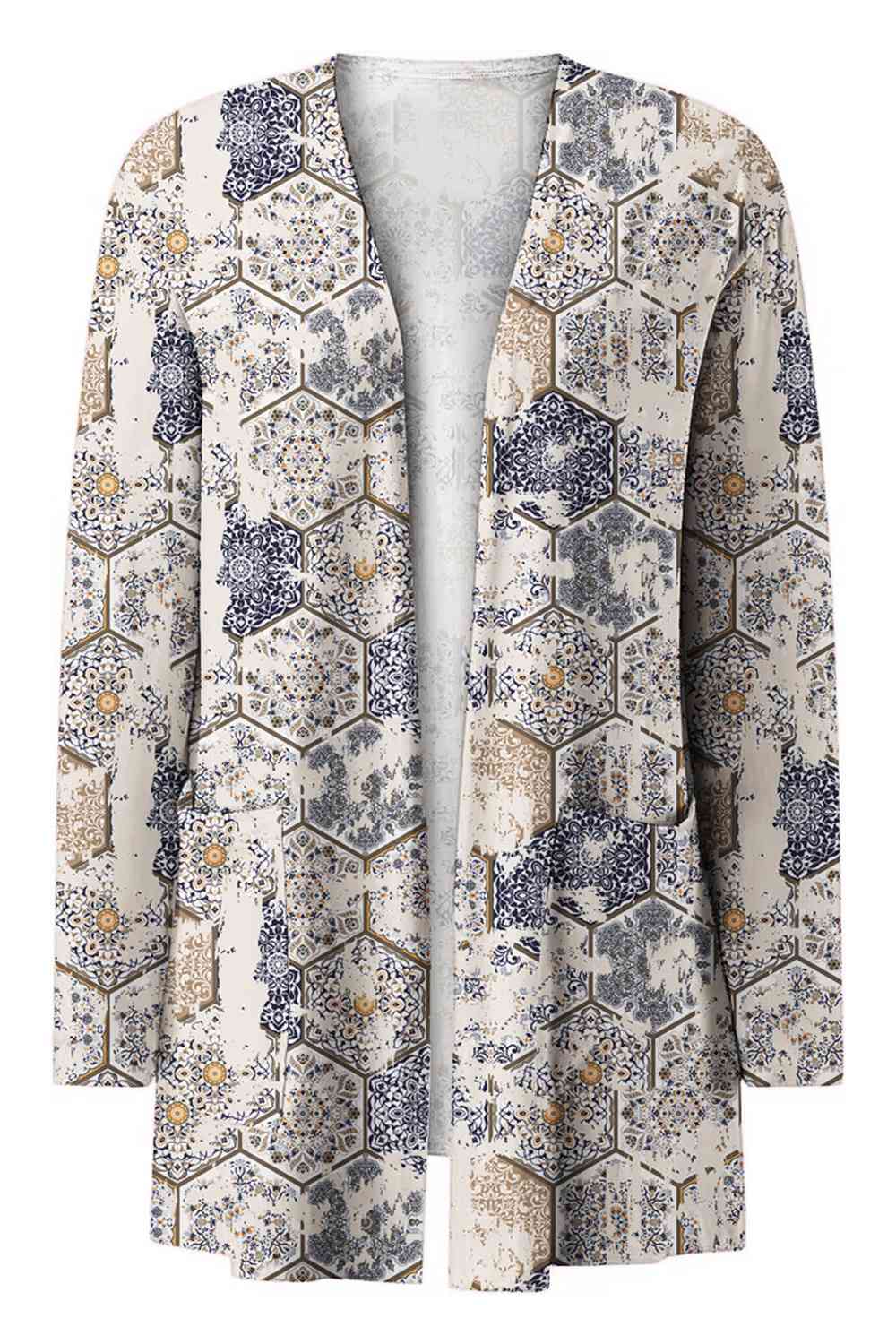 Printed Long Sleeve Cardigan | Casual Polyester Cardigan With Open Front