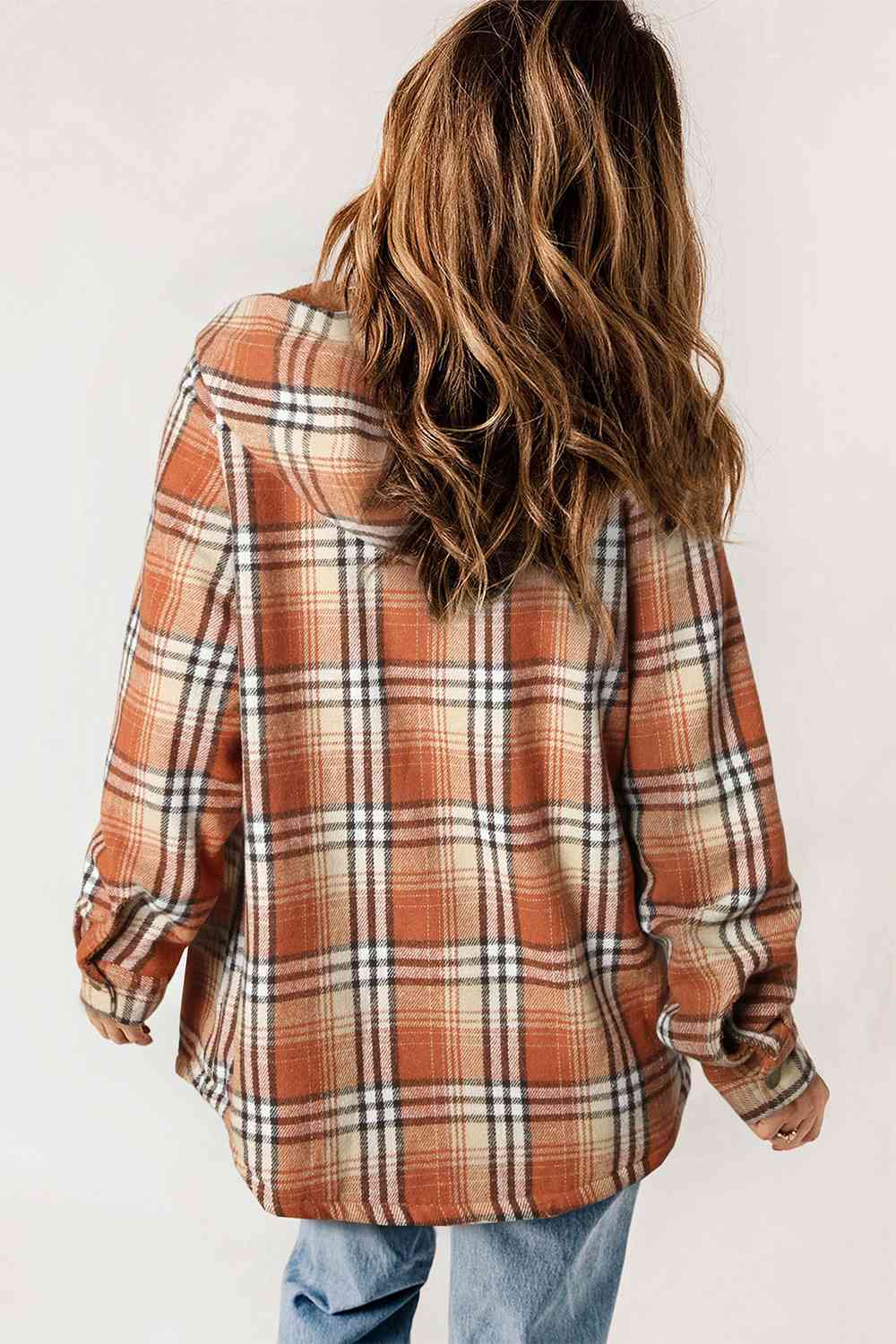 Plaid Snap Down Hooded Jacket | Casual Pocketed Jacket With Long Sleeves