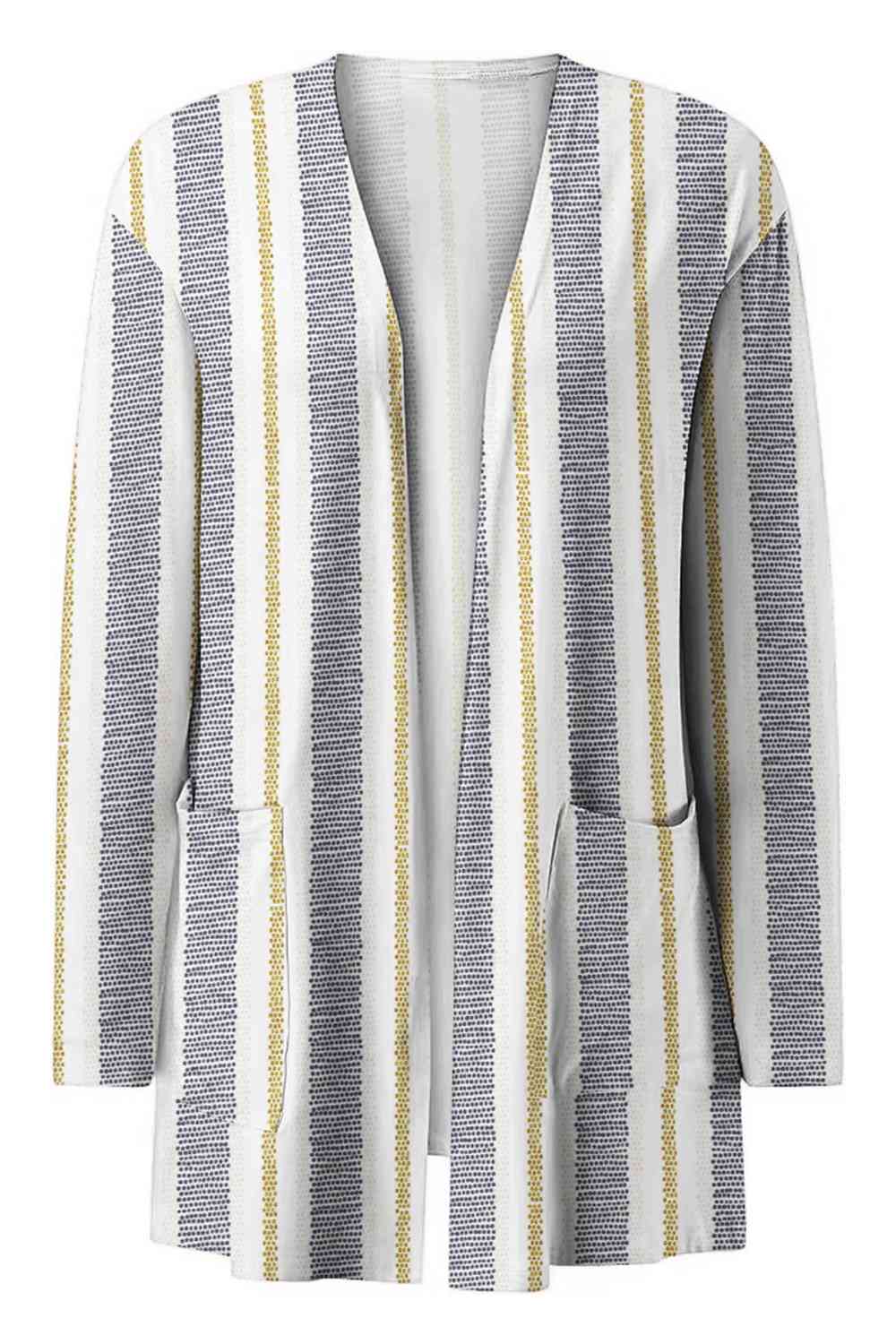 Printed Long Sleeve Cardigan | Casual Polyester Cardigan With Open Front